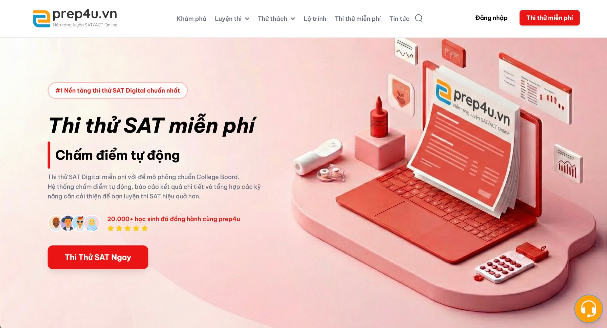 Prep4u homepage: free Digital SAT mock test with automatic scoring